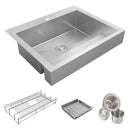 Elkay Dart Canyon Stainless Steel 32-7/8" x 27-1/4" x 9-5/8", 1-Hole Single Bowl Farmhouse ADA Workstation Sink with 4-13/16", Deep Work Shelf ELDSSF33279DBG