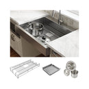 Elkay Dart Canyon Stainless Steel 32-7/8" x 27-1/4" x 9-5/8", 1-Hole Single Bowl Farmhouse ADA Workstation Sink with 4-13/16", Deep Work Shelf ELDSSF33279DBG