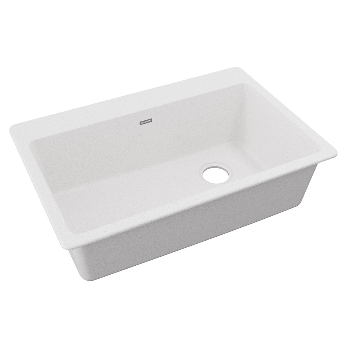 Elkay Quartz Classic 33" x 22" x 9-1/2", Single Bowl Drop-in Sink, White ELG13322WH0