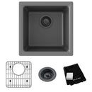 Elkay Quartz Classic 15-3/4" x 15-3/4" x 7.7 Single Bowl Dual Mount Bar Sink Kit Graphite ELG1616GT0C