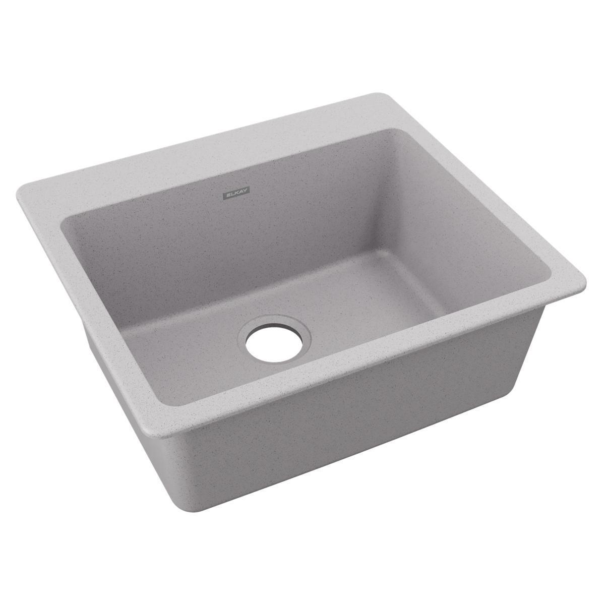Elkay Quartz Classic 25" x 22" x 9-1/2", Single Bowl Drop-in Sink, Greystone ELG2522GS0