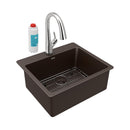 Elkay Quartz Classic 25" x 22" x 9-1/2" Single Bowl Drop-in Sink Kit with Filtered Faucet Mocha ELG2522MC0FLC