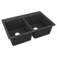 Elkay Quartz Classic 33" x 22" x 9-1/2" Double Bowl Drop-in Sink Matte Black ELG3322MB0