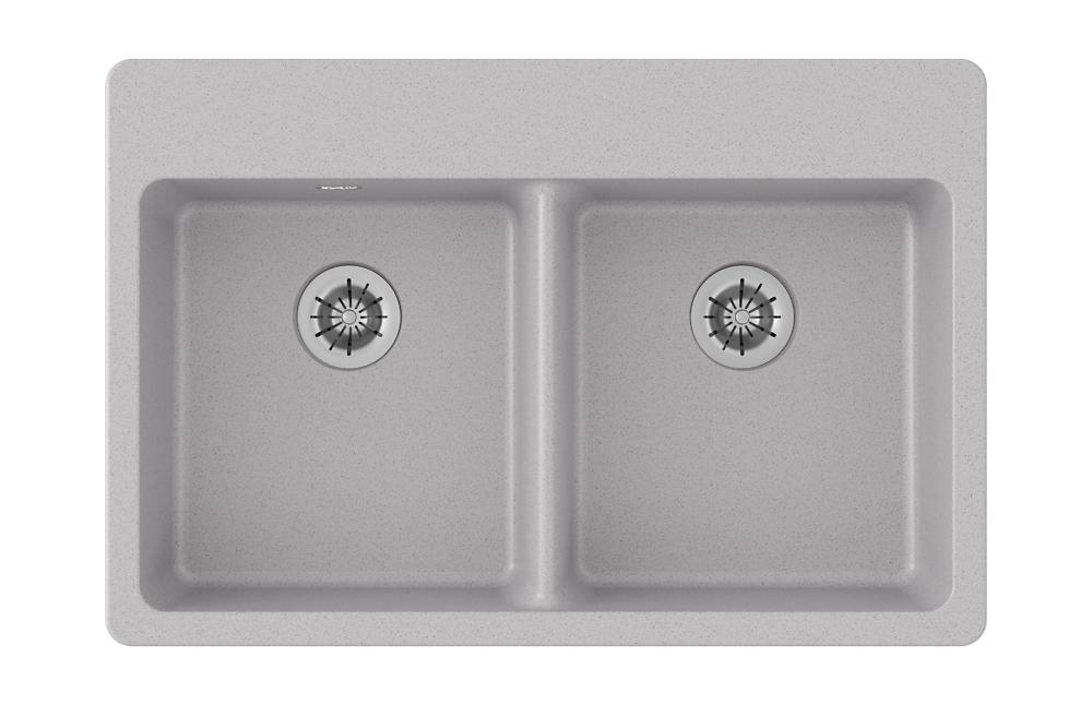 Elkay Quartz Classic 33" x 22" x 5-1/2" Double Bowl Drop-in ADA Sink with Perfect Drain Greystone ELGAD3322PDGS0