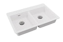 Elkay Quartz Classic 33" x 22" x 5-1/2" Double Bowl Drop-in ADA Sink with Perfect Drain White ELGAD3322PDWH0