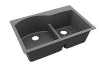 Elkay Quartz Classic 33" x 22" x 10" Double Bowl Drop-in Sink with Aqua Divide Graphite ELGH3322RGT0