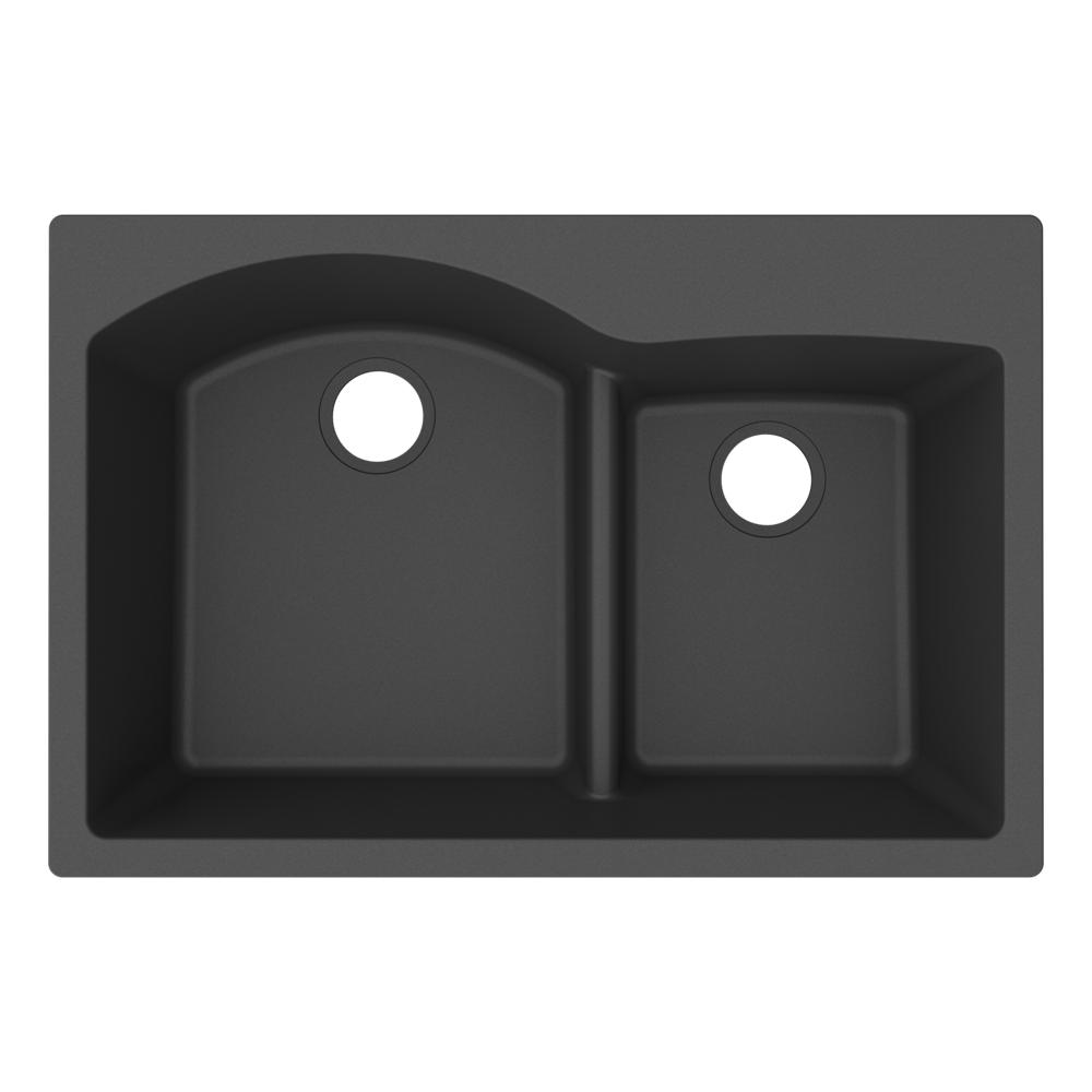Elkay Quartz Classic 33" x 22" x 10" Double Bowl Drop-in Sink with Aqua Divide Matte Black ELGH3322RMB0