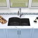 Elkay Quartz Classic 33" x 22" x 10" Offset 60/40 Double Bowl Undermount Sink Kit with Filtered Faucet with Aqua Divide Black ELGHU3322RBKFLC