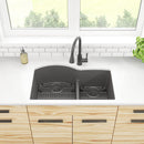 Elkay Quartz Classic 33" x 22" x 10" Offset 60/40 Double Bowl Undermount Sink Kit with Aqua Divide Graphite ELGHU3322RGT0C