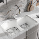 Elkay Quartz Classic 33" x 22" x 10", Offset 60/40 Double Bowl Undermount Sink Kit with Aqua Divide, White ELGHU3322RWH0C