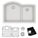 Elkay Quartz Classic 33" x 22" x 10", Offset 60/40 Double Bowl Undermount Sink Kit with Aqua Divide, White ELGHU3322RWH0C