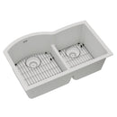 Elkay Quartz Classic 33" x 22" x 10", Offset 60/40 Double Bowl Undermount Sink Kit with Aqua Divide, White ELGHU3322RWH0C