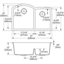 Elkay Quartz Classic 33" x 22" x 10", Offset 60/40 Double Bowl Undermount Sink Kit with Aqua Divide, White ELGHU3322RWH0C
