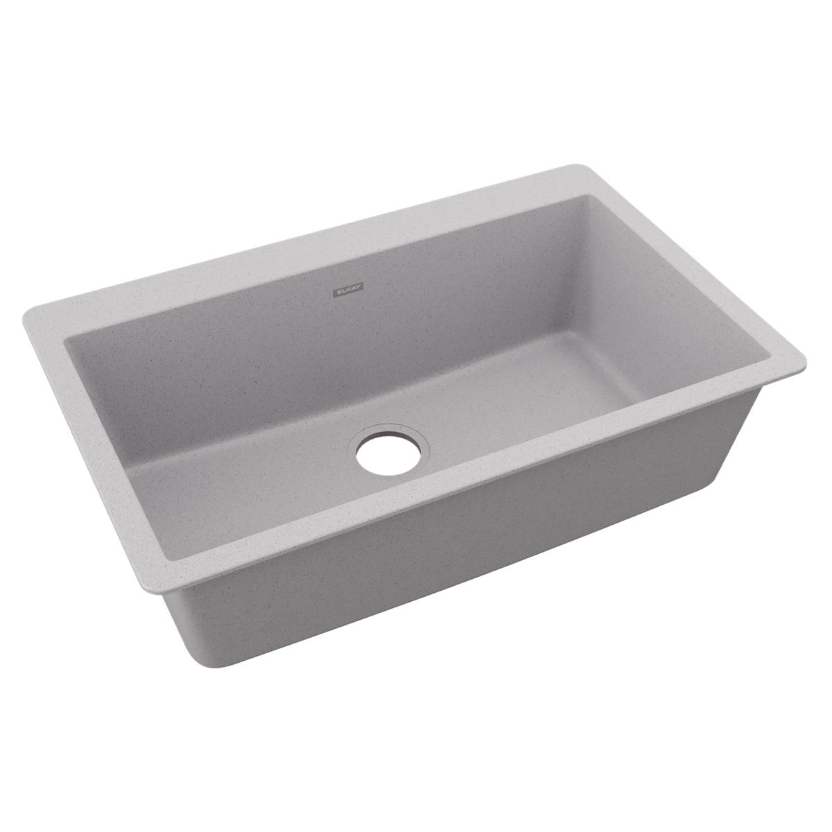Elkay Quartz Classic 33" x 20-7/8" x 9-7/16", Single Bowl Drop-in Sink, Greystone ELGR13322GS0
