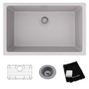 Elkay Quartz Classic 29-1/2" x 18-3/4" x 9-1/2" Single Bowl Undermount Sink Kit Greystone ELGRU13022GS0C