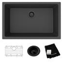 Elkay Quartz Classic 29-1/2" x 18-3/4" x 9-1/2", Single Bowl Undermount Sink Kit, Matte Black ELGRU13022MB0C