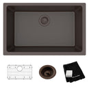 Elkay Quartz Classic 29-1/2" x 18-3/4" x 9-1/2" Single Bowl Undermount Sink Kit Mocha ELGRU13022MC0C