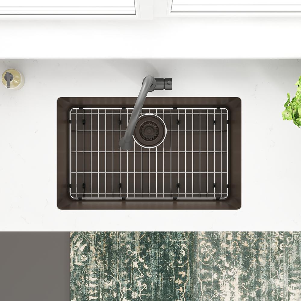 Elkay Quartz Classic 29-1/2" x 18-3/4" x 9-1/2" Single Bowl Undermount Sink Kit Mocha ELGRU13022MC0C