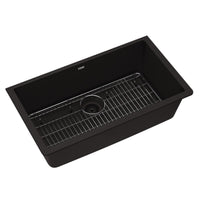 Elkay Quartz Classic 33" x 18-7/16" x 9-7/16", Single Bowl Undermount Sink Kit, Black ELGRU13322BK0C