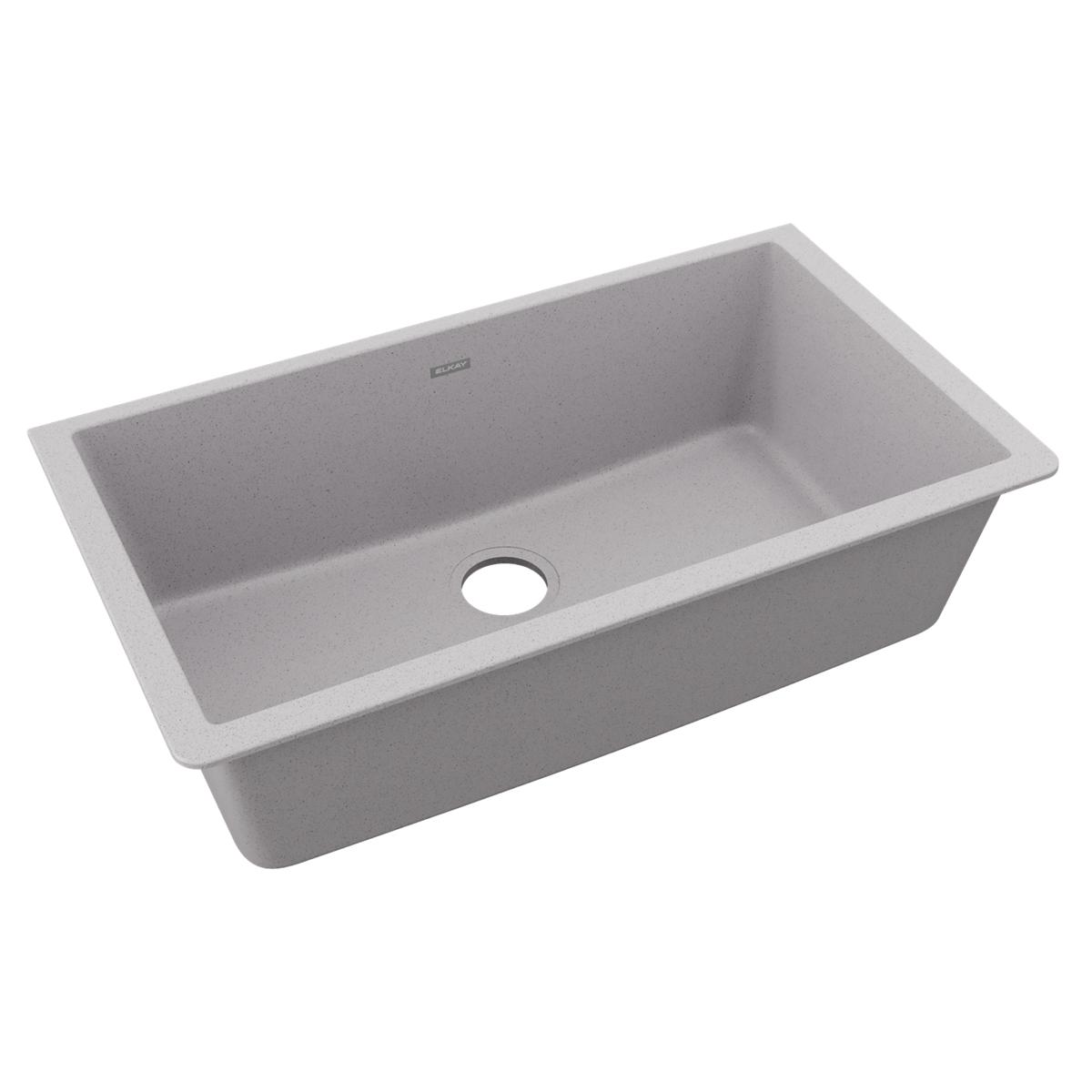 Elkay Quartz Classic 33" x 18-7/16" x 9-7/16", Single Bowl Undermount Sink, Greystone ELGRU13322GS0