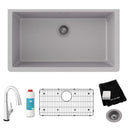 Elkay Quartz Classic 33" x 18-7/16" x 9-7/16" Single Bowl Undermount Sink Kit with Filtered Faucet Greystone ELGRU13322GSFLC