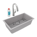 Elkay Quartz Classic 33" x 18-7/16" x 9-7/16" Single Bowl Undermount Sink Kit with Filtered Faucet Greystone ELGRU13322GSFLC
