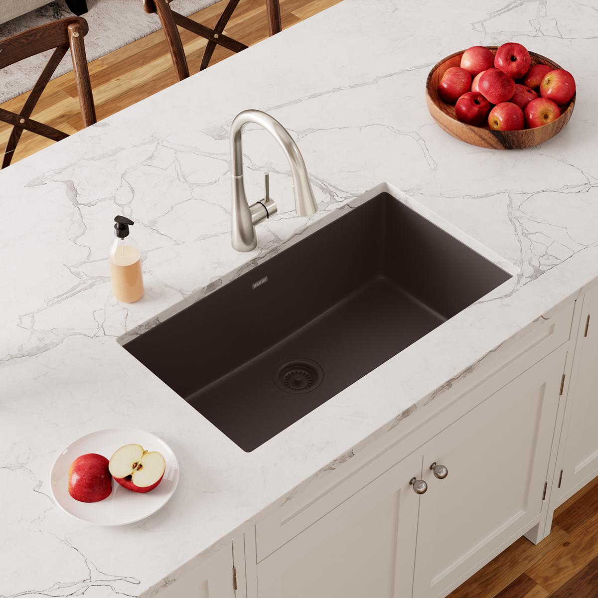 Elkay Quartz Classic 33" x 18-7/16" x 9-7/16", Single Bowl Undermount Sink, Mocha ELGRU13322MC0