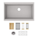 Elkay Quartz Classic 33" x 19-3/8" x 9-1/2" Single Bowl Undermount Workstation Sink Kit Greystone ELGRU13322WGS0