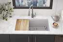 Elkay Quartz Classic 33" x 19-3/8" x 9-1/2" Single Bowl Undermount Workstation Sink Kit Greystone ELGRU13322WGS0