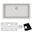 Elkay Quartz Classic 33" x 18-7/16" x 9-7/16", Single Bowl Undermount Sink Kit, White ELGRU13322WH0C