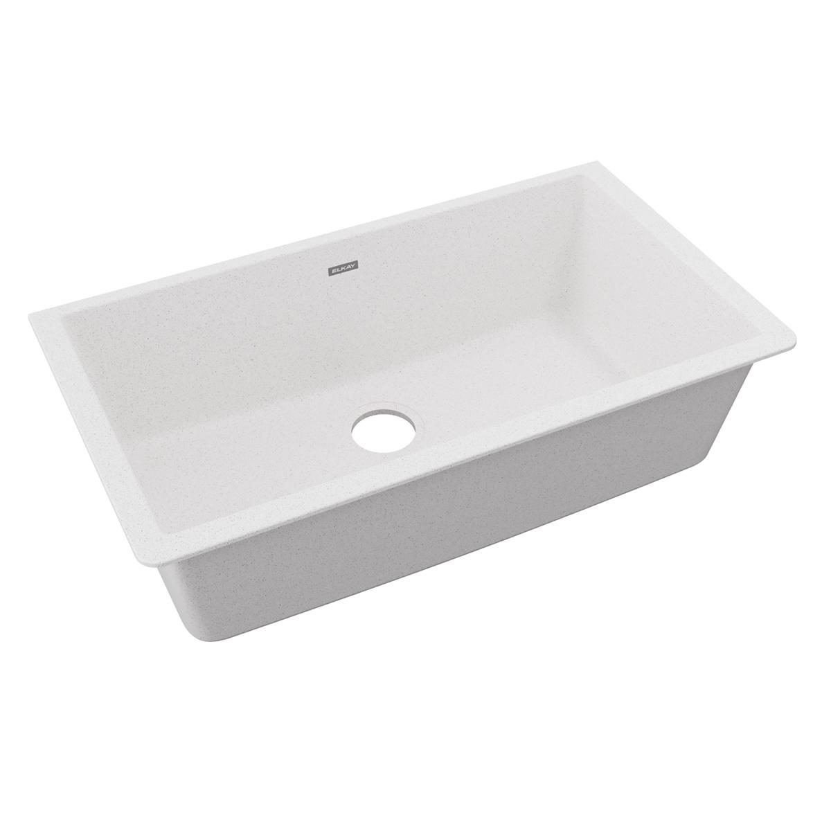 Elkay Quartz Classic 33" x 18-7/16" x 9-7/16", Single Bowl Undermount Sink, White ELGRU13322WH0