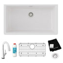Elkay Quartz Classic 33" x 18-7/16" x 9-7/16" Single Bowl Undermount Sink Kit with Filtered Faucet White ELGRU13322WHFLC
