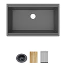 Elkay Quartz Classic 33" x 22" x 9-1/2" Single Bowl Undermount Workstation Sink 4pc Kit Graphite ELGRU13322WOGT0