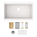 Elkay Quartz Classic 33" x 19-3/8" x 9-1/2" Single Bowl Undermount Workstation Sink Kit White ELGRU13322WWH0