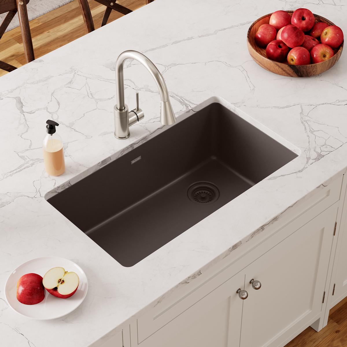 Elkay Quartz Classic 33" x 18-3/4" x 9-1/2", Single Bowl Undermount Sink, Mocha ELGU13322MC0