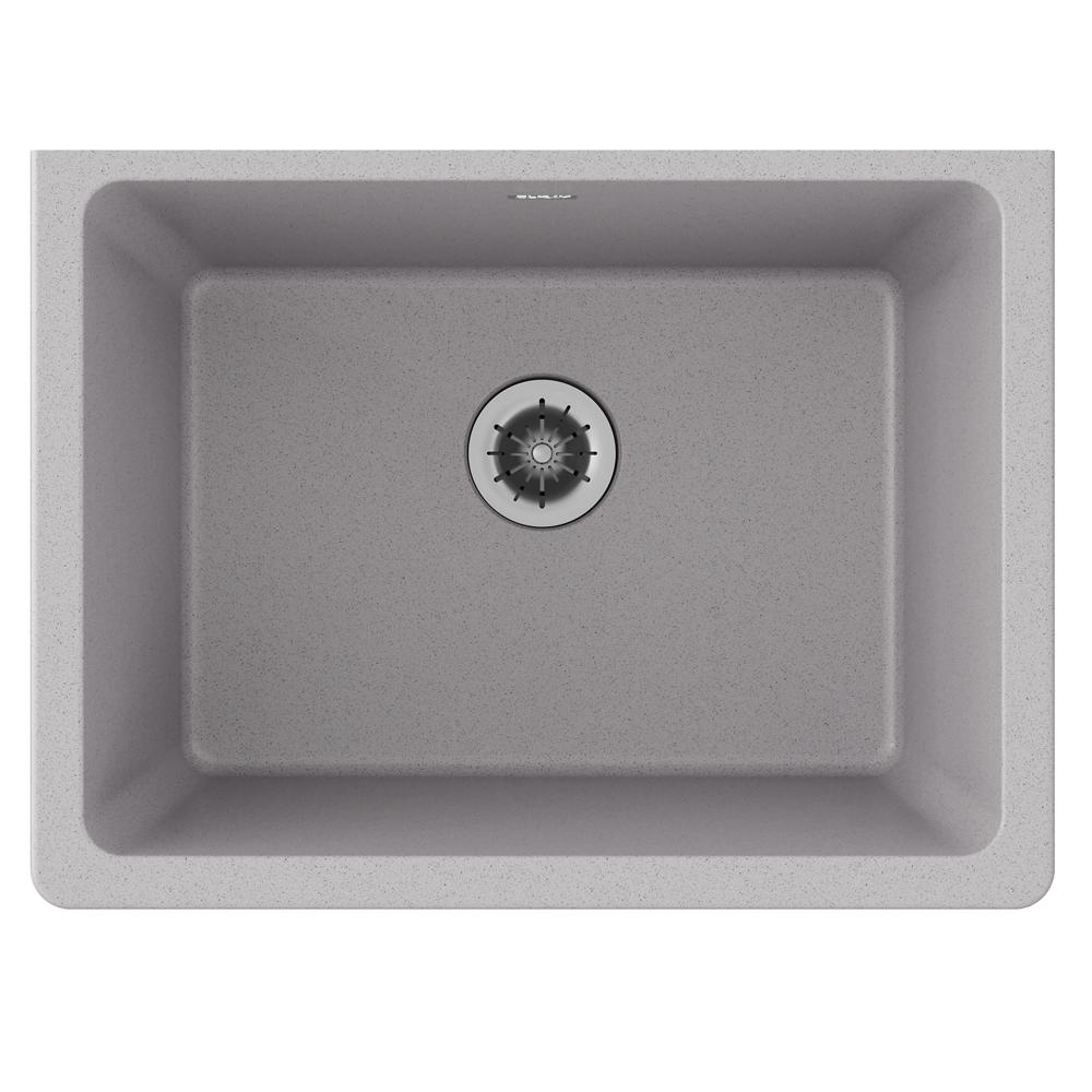 Elkay Quartz Classic 25" x 18-1/2" x 11-13/16" Undermount Laundry Sink with Perfect Drain Greystone ELGU251912PDGS0