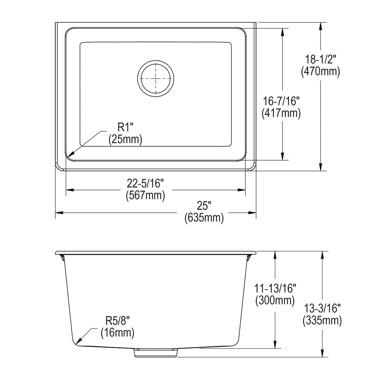 Elkay Quartz Classic 25" x 18-1/2" x 11-13/16" Undermount Laundry Sink with Perfect Drain Greystone ELGU251912PDGS0