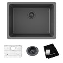Elkay Quartz Classic 24-5/8" x 18-1/2" x 9-1/2" Single Bowl Undermount Sink Kit Graphite ELGU2522GT0C
