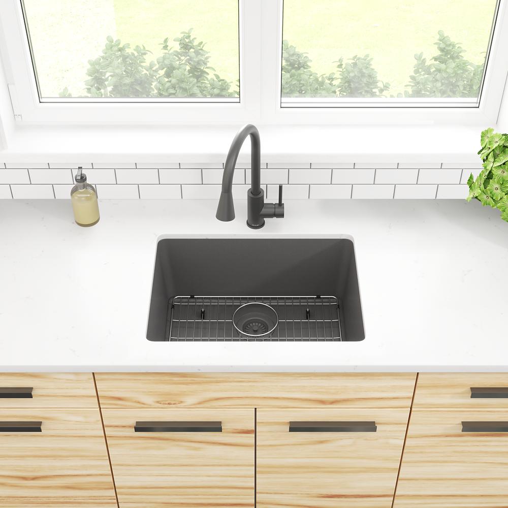 Elkay Quartz Classic 24-5/8" x 18-1/2" x 9-1/2" Single Bowl Undermount Sink Kit Graphite ELGU2522GT0C