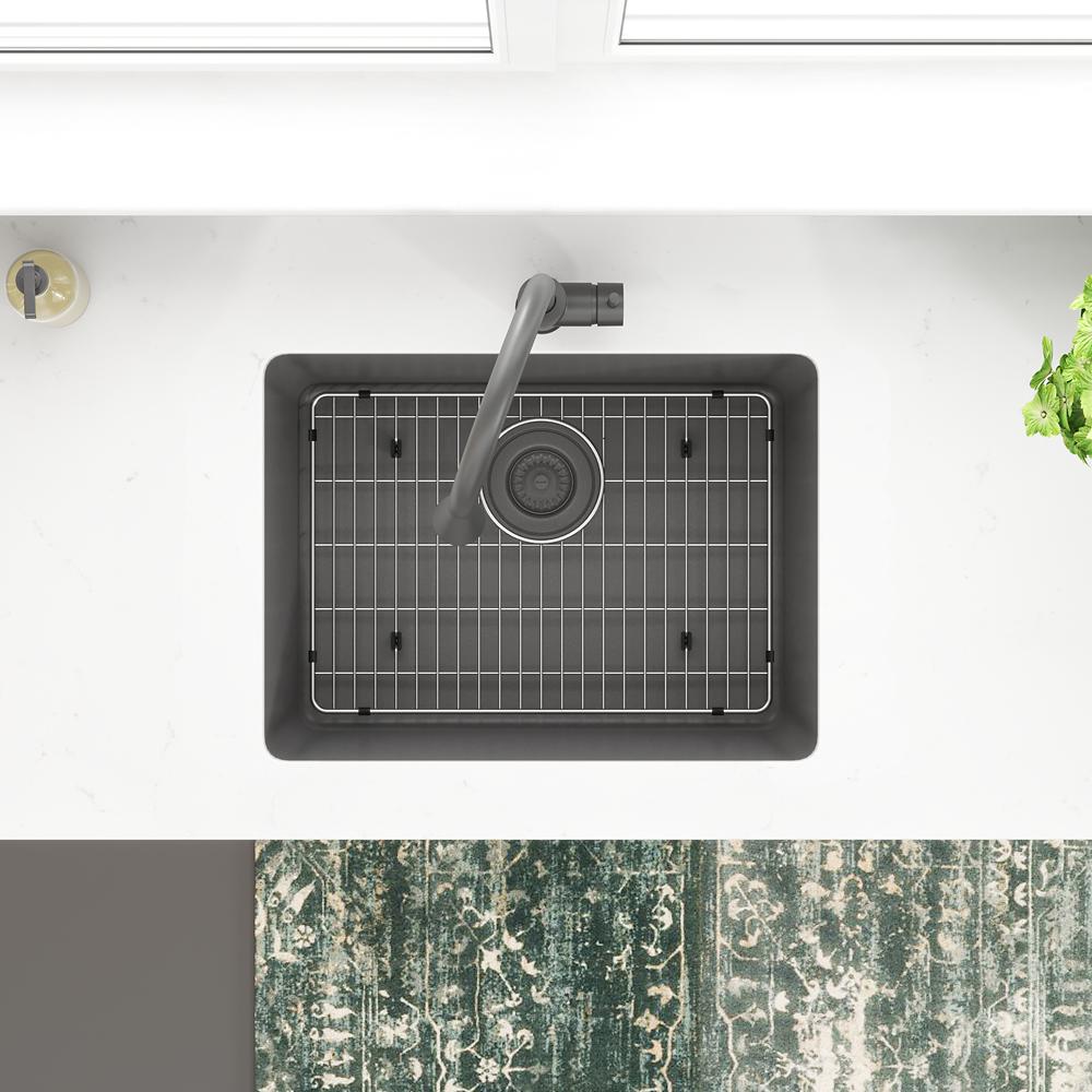 Elkay Quartz Classic 24-5/8" x 18-1/2" x 9-1/2" Single Bowl Undermount Sink Kit Graphite ELGU2522GT0C