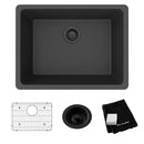 Elkay Quartz Classic 24-5/8" x 18-1/2" x 9-1/2" Single Bowl Undermount Sink Kit Matte Black ELGU2522MB0C