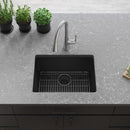 Elkay Quartz Classic 24-5/8" x 18-1/2" x 9-1/2" Single Bowl Undermount Sink Kit Matte Black ELGU2522MB0C