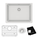 Elkay Quartz Classic 24-5/8" x 18-1/2" x 9-1/2", Single Bowl Undermount Sink Kit, White ELGU2522WH0C