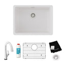 Elkay Quartz Classic 24-5/8" x 18-1/2" x 9-1/2" Single Bowl Undermount Sink Kit with Filtered Faucet White ELGU2522WH0FLC
