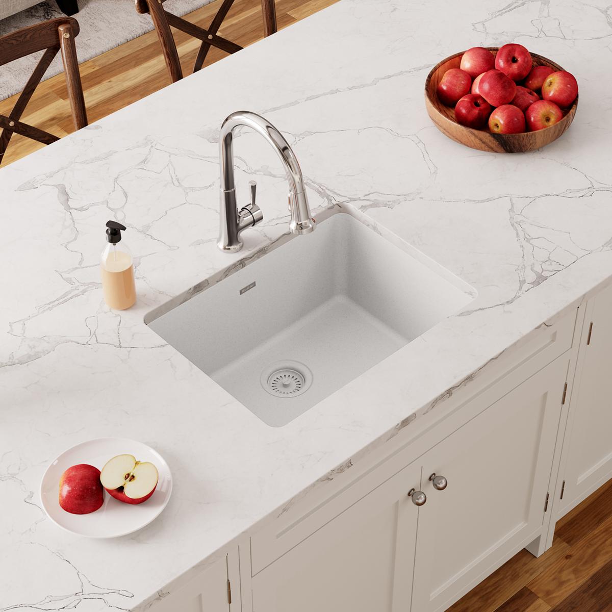 Elkay Quartz Classic 24-5/8" x 18-1/2" x 9-1/2", Single Bowl Undermount Sink, White ELGU2522WH0