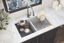 Elkay Quartz Classic 33" x 22" x 9-1/2" Equal Double Bowl Undermount Workstation Sink Kit Greystone ELGU3322WGS0