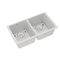 Elkay Quartz Classic 33" x 18-1/2" x 9-1/2", Equal Double Bowl Undermount Sink Kit, White ELGU3322WH0C