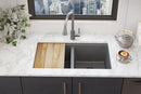 Elkay Quartz Classic 33" x 22" x 9-1/2" Equal Double Bowl Undermount Workstation Sink 4pc Kit Graphite ELGU3322WOGT0