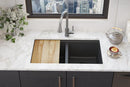 Elkay Quartz Classic 33" x 22" x 9-1/2" Equal Double Bowl Undermount Workstation Sink 4pc Kit Matte Black ELGU3322WOMB0