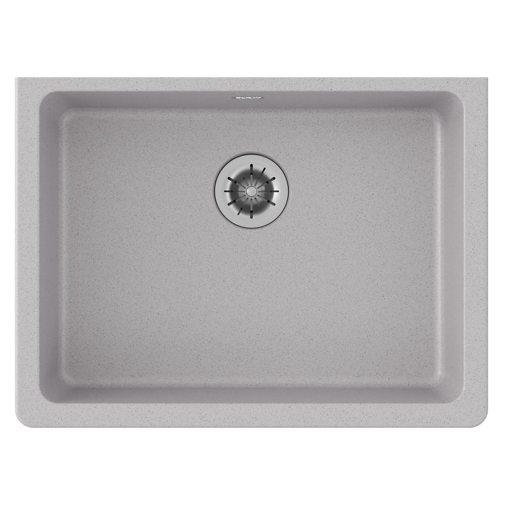 Elkay Quartz Classic 25" x 18-1/2" x 5-1/2" Single Bowl Undermount ADA Sink with Perfect Drain Greystone ELGUAD2519PDGS0